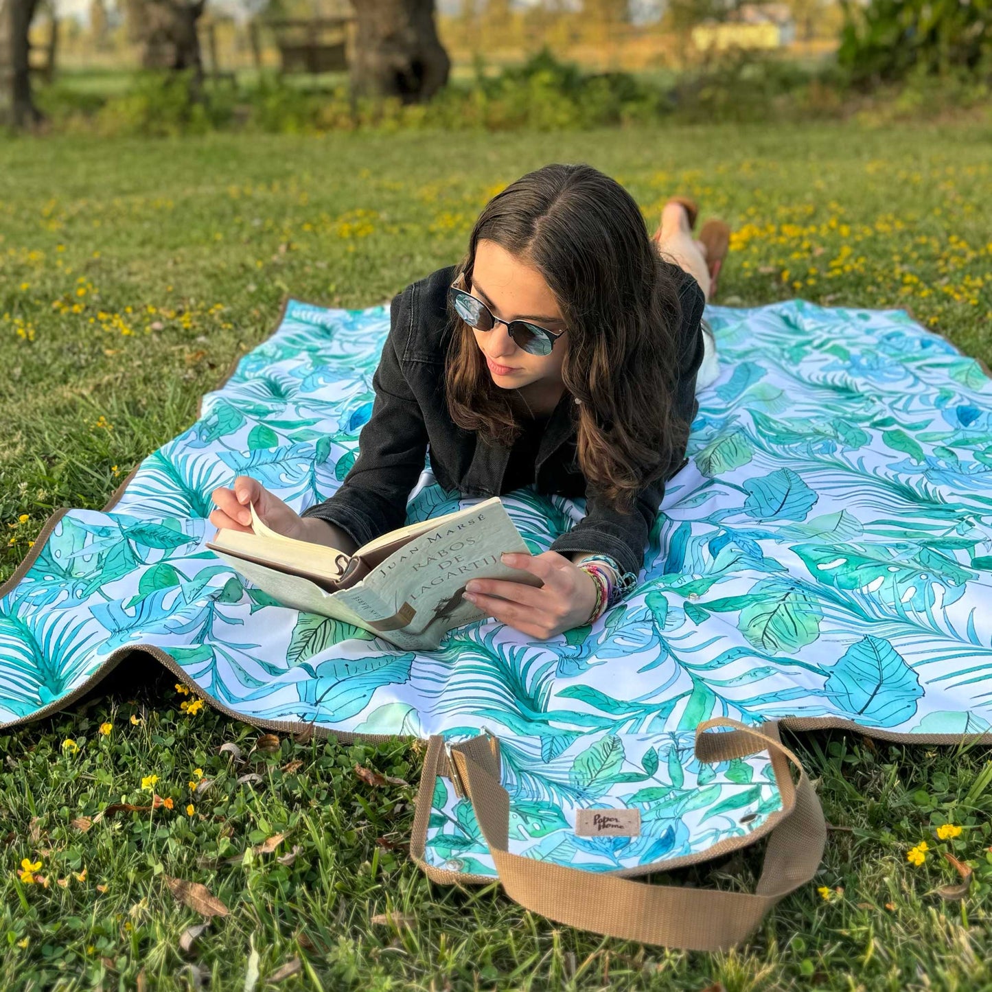 Manta de picnic antimanchas XL botánica