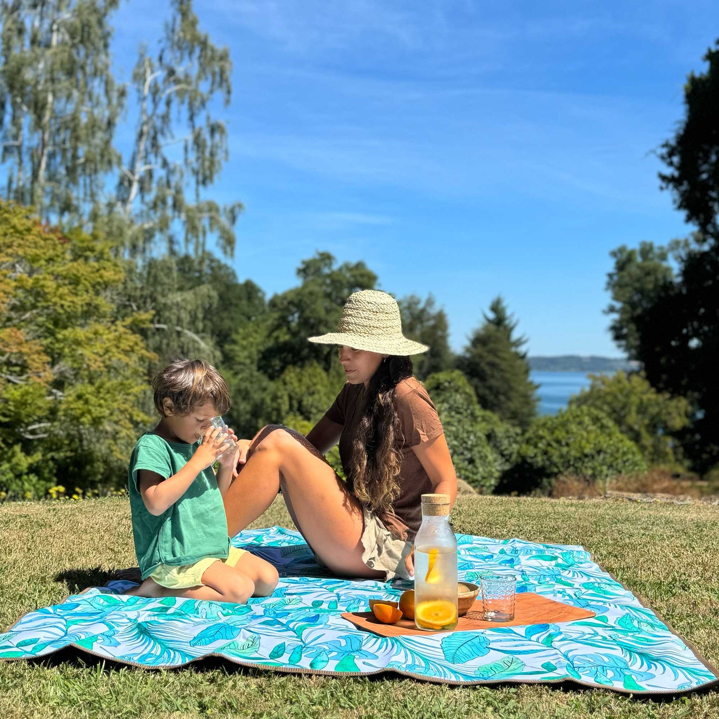 Manta de picnic antimanchas XL botánica
