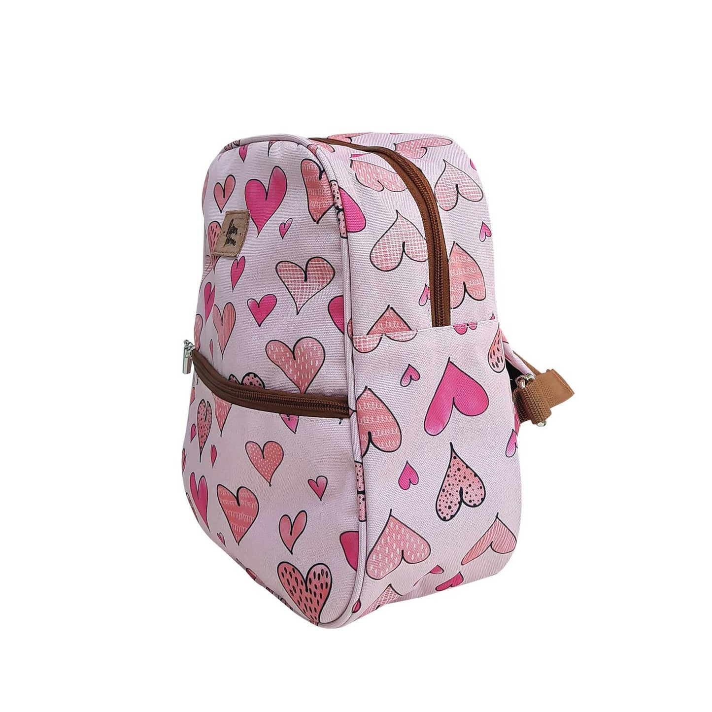 Set sustentable mochila kids + lonchera corazones