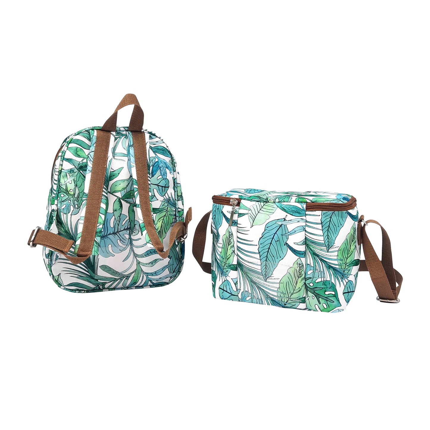 Set sustentable mochila kids + lonchera botánica verde