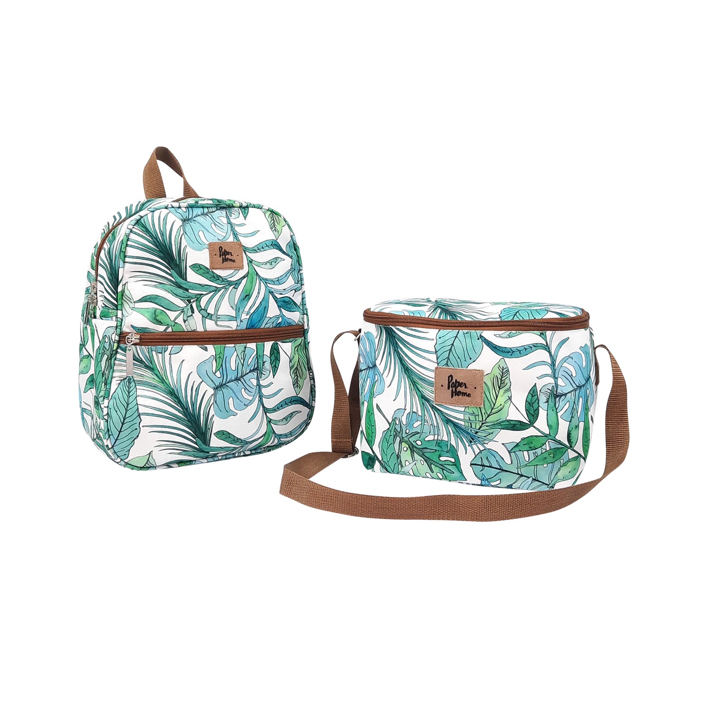 Set sustentable mochila kids + lonchera botánica verde