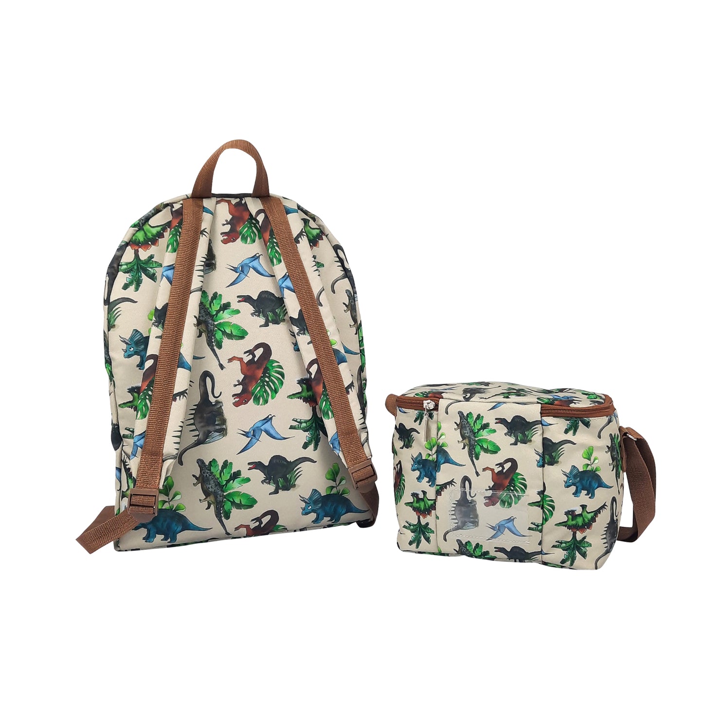 Set sustentable mochila + lonchera dinosaurios