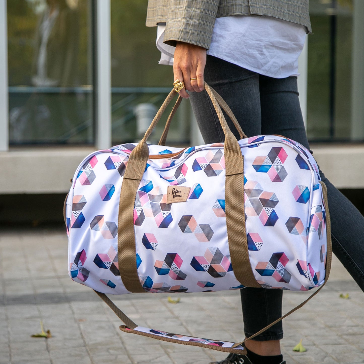 Bolso de viaje sustentable hexágonos