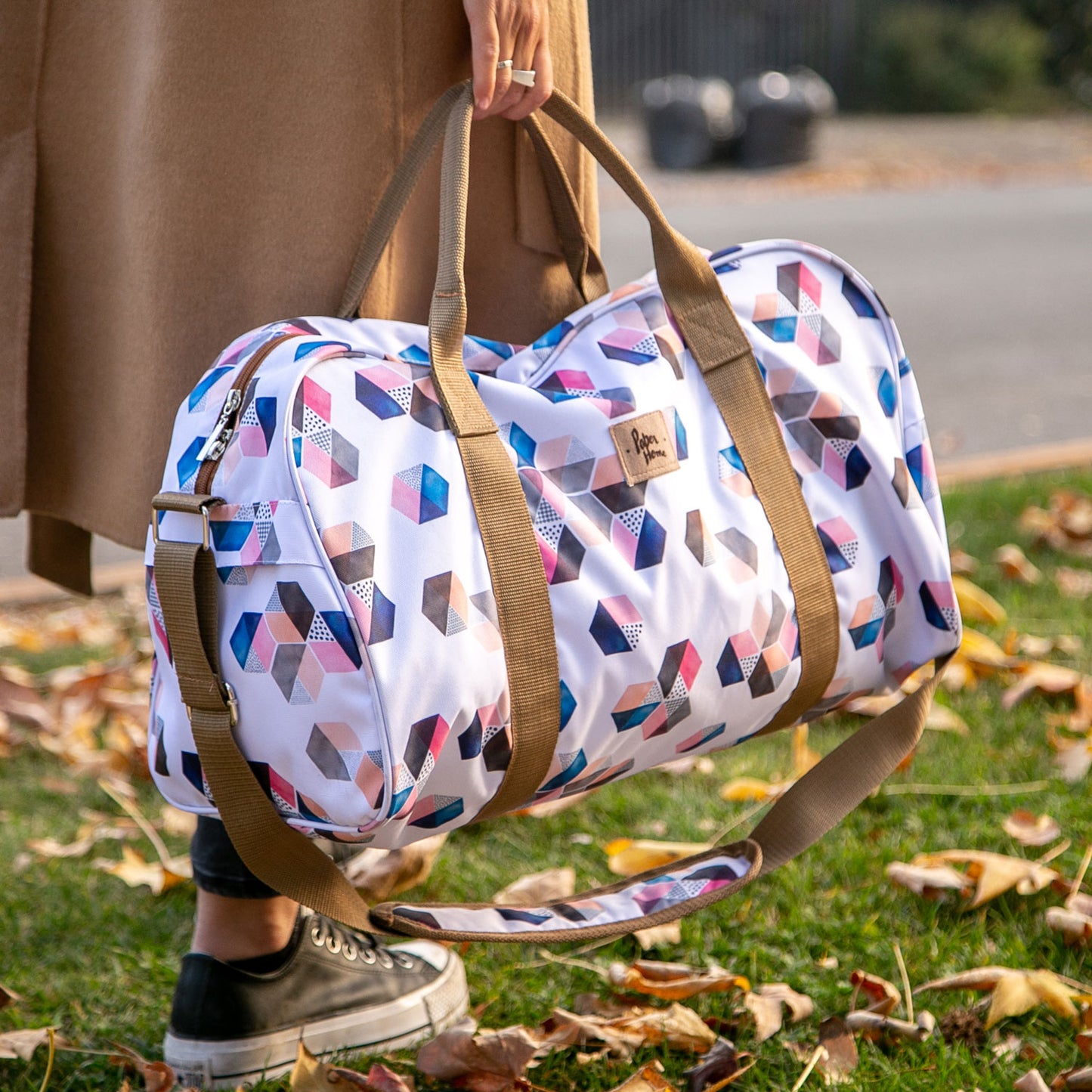 Bolso de viaje sustentable hexágonos
