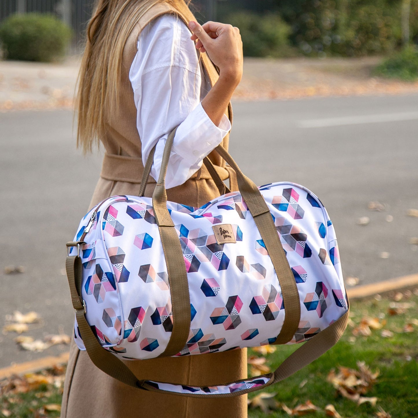 Bolso de viaje sustentable hexágonos