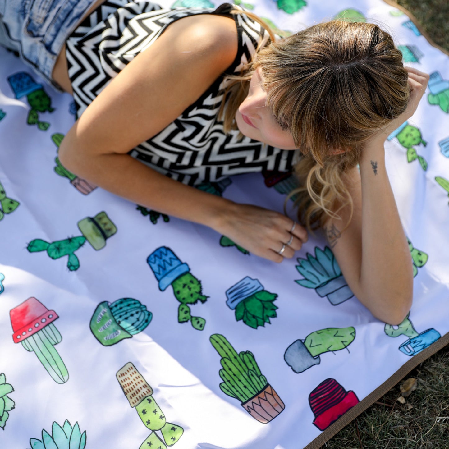 Manta de picnic antimanchas XL cactus