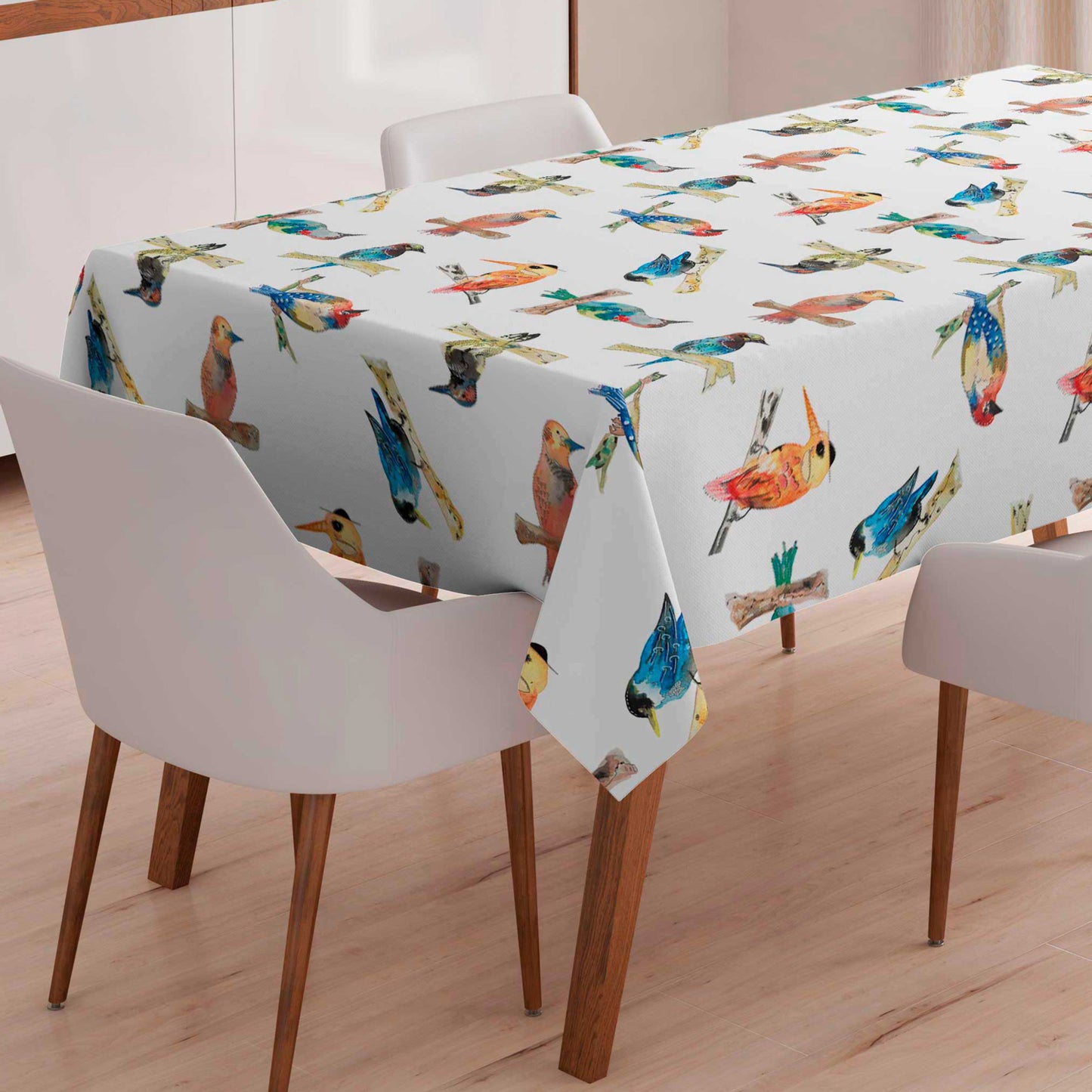 Mantel anti manchas rectangular 145 x 250 cm pájaros