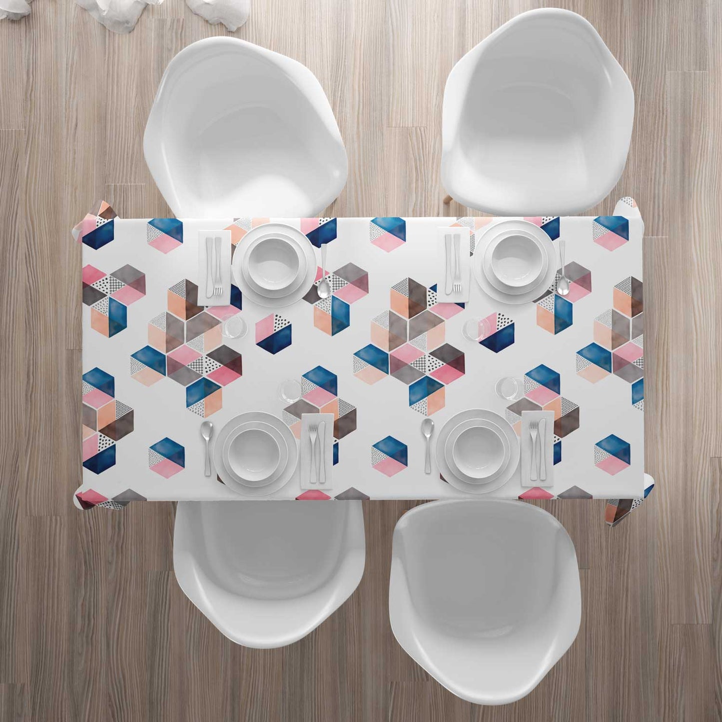 Mantel anti manchas rectangular 145 x 250 cm hexágonos