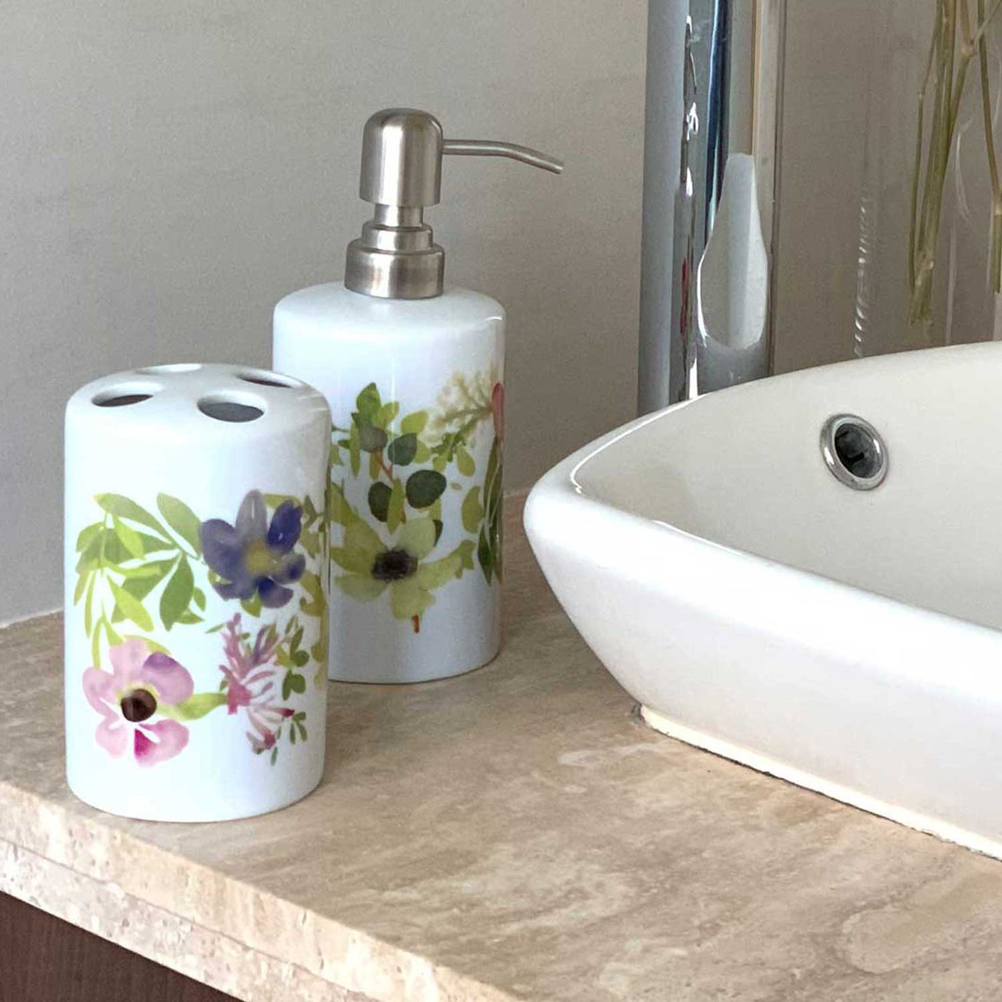 Set de baño cerámica varios diseños 2 piezas