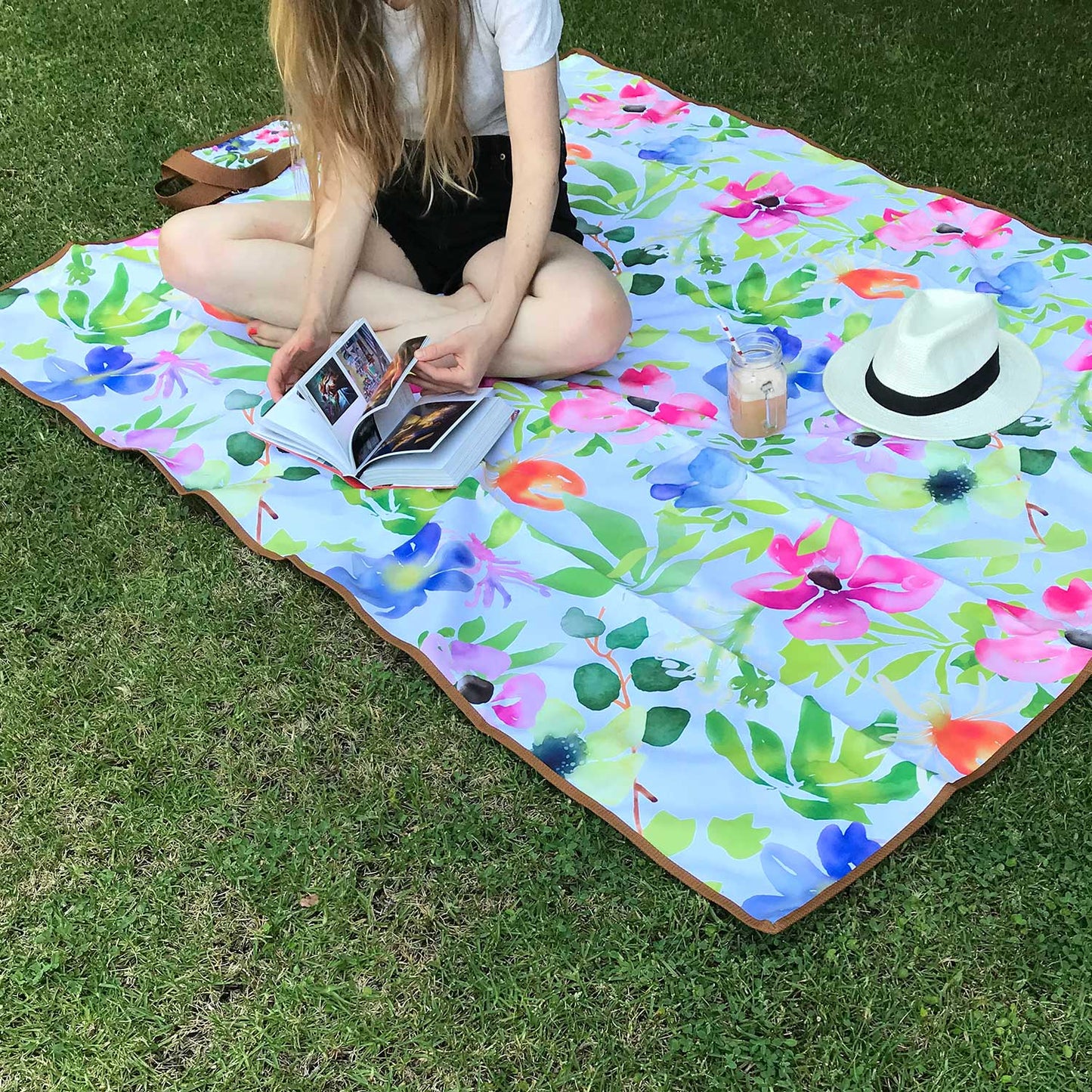 Manta de picnic antimanchas XL flores