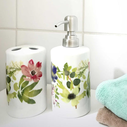 Set de baño cerámica flores 2 piezas – Paper Home