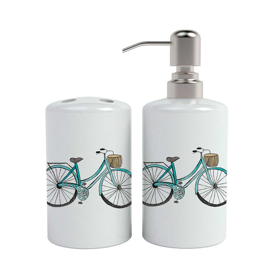 Set de baño cerámica bicicleta 2 piezas
